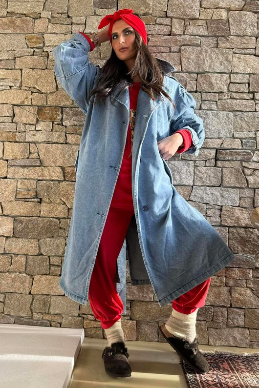 Binky Bow Soft Stretch Velour Lounge Suit Ruby